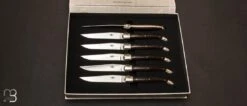 Coffret De 6 Couteaux De Table LAGUIOLE Manches En Frêne Densifié Lame Brillante Par Forge De Laguiole