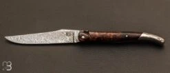 Couteau De Collection Laguiole 12 Cm Loupe De Bois De Fer Et Damas Par Rozelier Fabien- Ty Coutelier