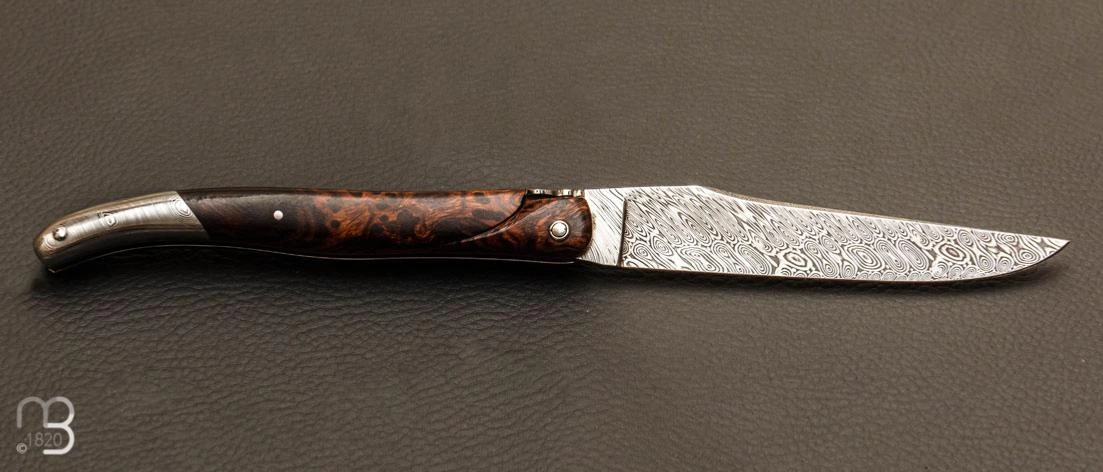 Couteau De Collection Laguiole 12 Cm Loupe De Bois De Fer Et Damas Par Rozelier Fabien- Ty Coutelier 4 Couteau De Collection Laguiole 12 Cm Loupe De Bois De Fer Et Damas Par Rozelier Fabien- Ty Coutelier – Image 2