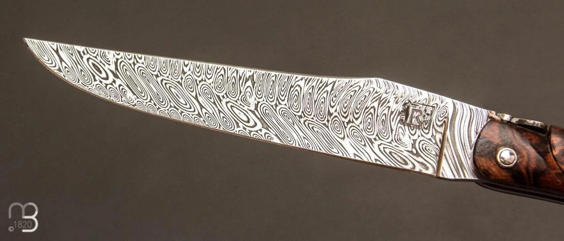 Couteau De Collection Laguiole 12 Cm Loupe De Bois De Fer Et Damas Par Rozelier Fabien- Ty Coutelier 5 Couteau De Collection Laguiole 12 Cm Loupe De Bois De Fer Et Damas Par Rozelier Fabien- Ty Coutelier – Image 3