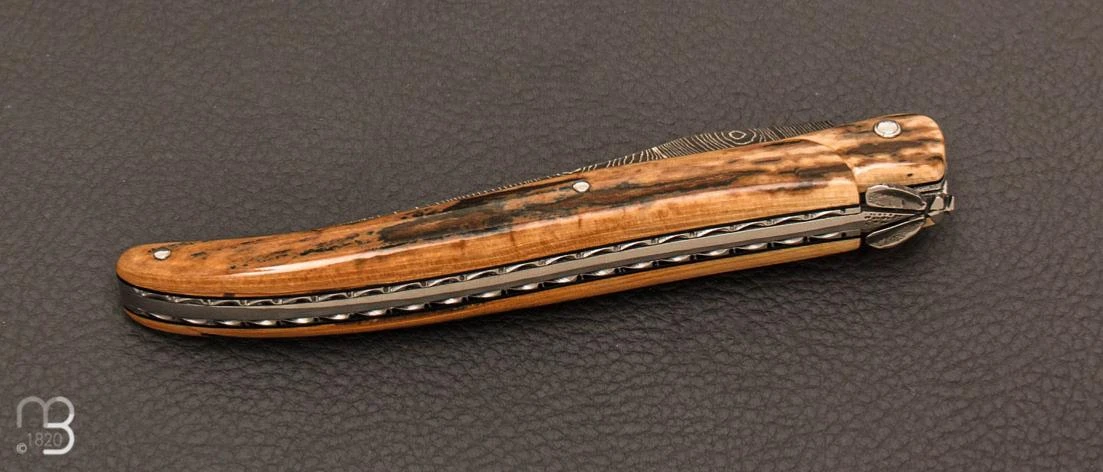 Couteau " Laguiole Authentique 13 Cm" Pièce Unique Damas Et Mammouth Par Rozelier Fabien- Ty Coutelier 10 Couteau " Laguiole Authentique 13 Cm" Pièce Unique Damas Et Mammouth Par Rozelier Fabien- Ty Coutelier – Image 8