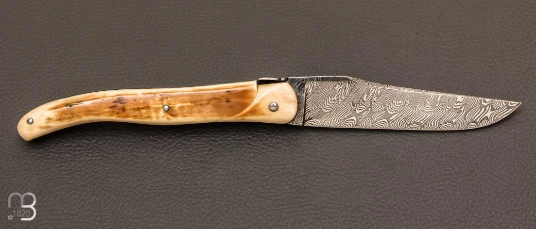 Couteau " Laguiole 13 Cm" Pièce Unique Damas Et Mammouth Par Rozelier Fabien- Ty Coutelier 4 Couteau " Laguiole 13 Cm" Pièce Unique Damas Et Mammouth Par Rozelier Fabien- Ty Coutelier – Image 2