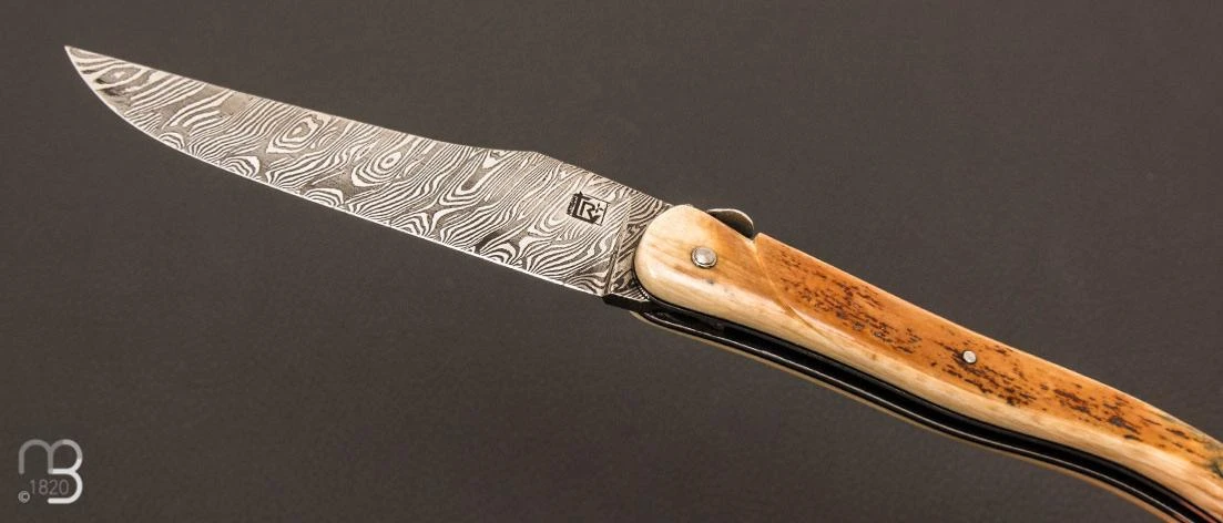 Couteau " Laguiole 13 Cm" Pièce Unique Damas Et Mammouth Par Rozelier Fabien- Ty Coutelier 5 Couteau " Laguiole 13 Cm" Pièce Unique Damas Et Mammouth Par Rozelier Fabien- Ty Coutelier – Image 3