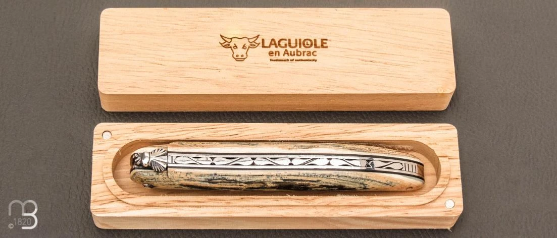 Couteau Laguiole En Aubrac 12 Cm Manche En Ivoire De Mammouth Et Lame En Damas De Markus Balbach 10 Couteau Laguiole En Aubrac 12 Cm Manche En Ivoire De Mammouth Et Lame En Damas De Markus Balbach – Image 8