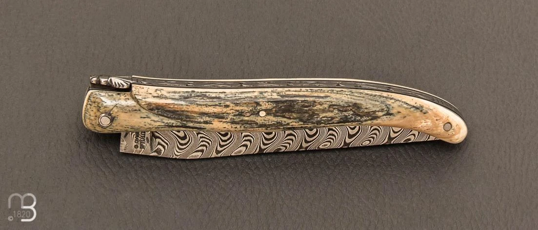 Couteau Laguiole En Aubrac 12 Cm Manche En Ivoire De Mammouth Et Lame En Damas De Markus Balbach 8 Couteau Laguiole En Aubrac 12 Cm Manche En Ivoire De Mammouth Et Lame En Damas De Markus Balbach – Image 6