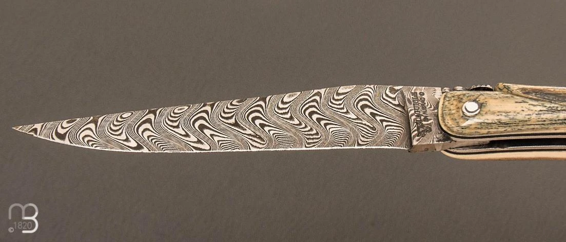 Couteau Laguiole En Aubrac 12 Cm Manche En Ivoire De Mammouth Et Lame En Damas De Markus Balbach 6 Couteau Laguiole En Aubrac 12 Cm Manche En Ivoire De Mammouth Et Lame En Damas De Markus Balbach – Image 4
