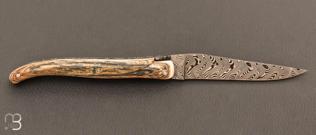 Couteau Laguiole En Aubrac 12 Cm Manche En Ivoire De Mammouth Et Lame En Damas De Markus Balbach 4 Couteau Laguiole En Aubrac 12 Cm Manche En Ivoire De Mammouth Et Lame En Damas De Markus Balbach – Image 2