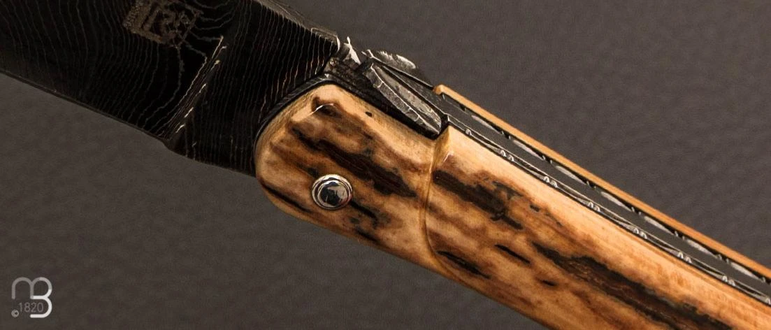 Couteau " Laguiole Authentique 13 Cm" Pièce Unique Damas Et Mammouth Par Rozelier Fabien- Ty Coutelier 5 Couteau " Laguiole Authentique 13 Cm" Pièce Unique Damas Et Mammouth Par Rozelier Fabien- Ty Coutelier – Image 3