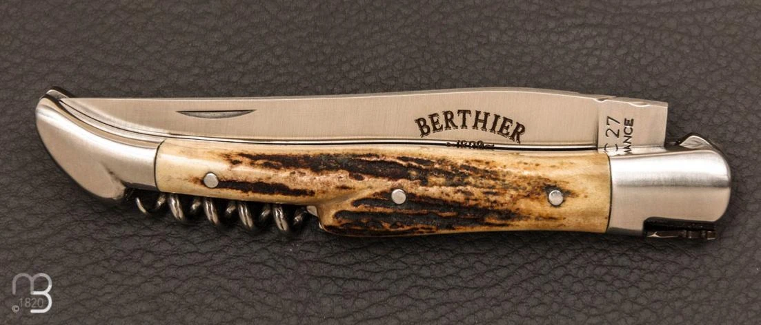 Couteau "Laguiole Berthier" 12cm 3 Pièces Bois De Cerf 6 Couteau "Laguiole Berthier" 12cm 3 Pièces Bois De Cerf – Image 4