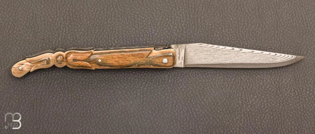 Couteau " Tulipe " Laguiole En Aubrac 12 Cm Manche En Ivoire De Mammouth Et Lame VG10 Suminagashi 4 Couteau " Tulipe " Laguiole En Aubrac 12 Cm Manche En Ivoire De Mammouth Et Lame VG10 Suminagashi – Image 2