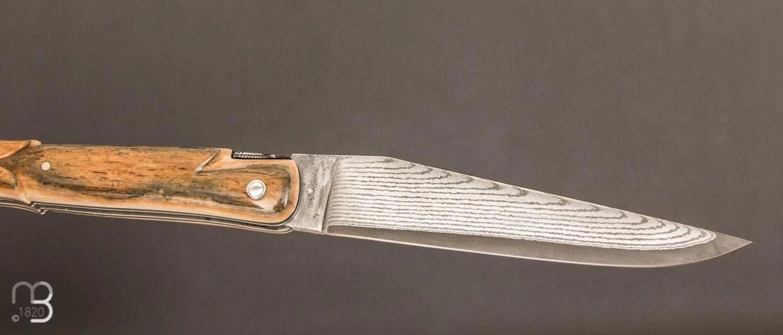 Couteau " Tulipe " Laguiole En Aubrac 12 Cm Manche En Ivoire De Mammouth Et Lame VG10 Suminagashi 6 Couteau " Tulipe " Laguiole En Aubrac 12 Cm Manche En Ivoire De Mammouth Et Lame VG10 Suminagashi – Image 4