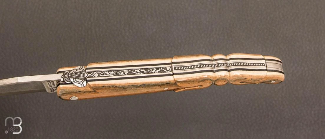 Couteau " Tulipe " Laguiole En Aubrac 12 Cm Manche En Ivoire De Mammouth Et Lame VG10 Suminagashi 7 Couteau " Tulipe " Laguiole En Aubrac 12 Cm Manche En Ivoire De Mammouth Et Lame VG10 Suminagashi – Image 5