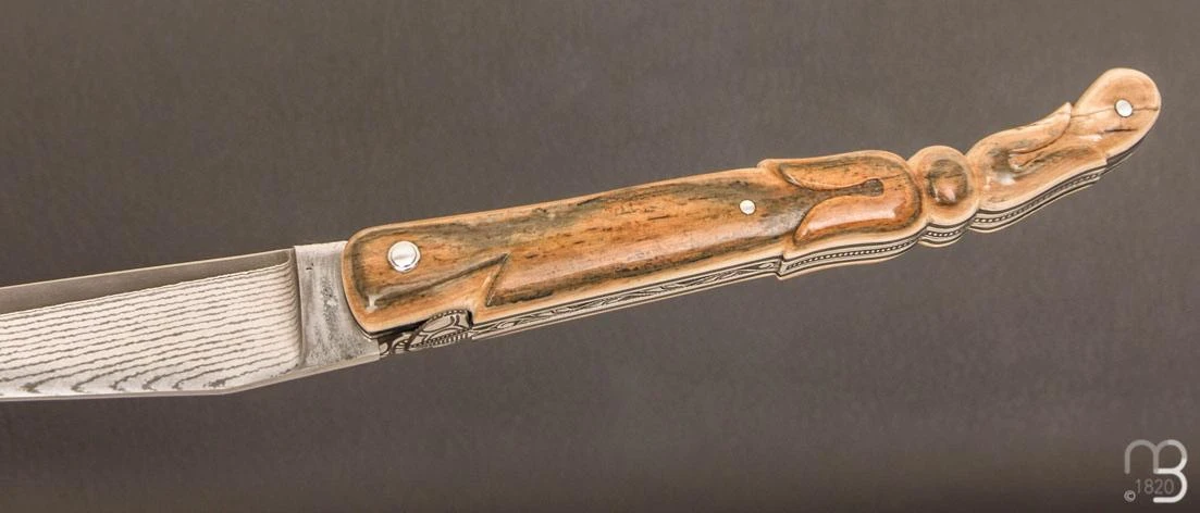 Couteau " Tulipe " Laguiole En Aubrac 12 Cm Manche En Ivoire De Mammouth Et Lame VG10 Suminagashi 8 Couteau " Tulipe " Laguiole En Aubrac 12 Cm Manche En Ivoire De Mammouth Et Lame VG10 Suminagashi – Image 6