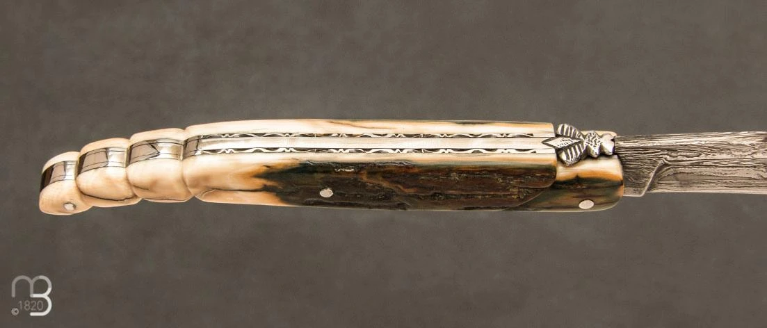 Couteau De Collection Laguiole "Queue De Scorpion" 13 Cm Damas Et Mammouth Par Rozelier Fabien- Ty Coutelier 6 Couteau De Collection Laguiole "Queue De Scorpion" 13 Cm Damas Et Mammouth Par Rozelier Fabien- Ty Coutelier – Image 4