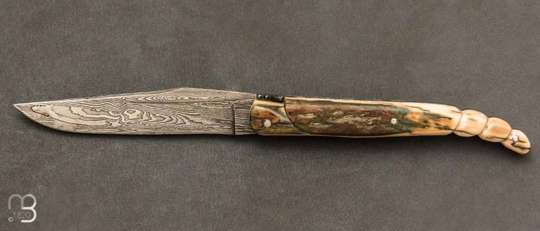 Couteau De Collection Laguiole "Queue De Scorpion" 13 Cm Damas Et Mammouth Par Rozelier Fabien- Ty Coutelier 3 Couteau De Collection Laguiole "Queue De Scorpion" 13 Cm Damas Et Mammouth Par Rozelier Fabien- Ty Coutelier