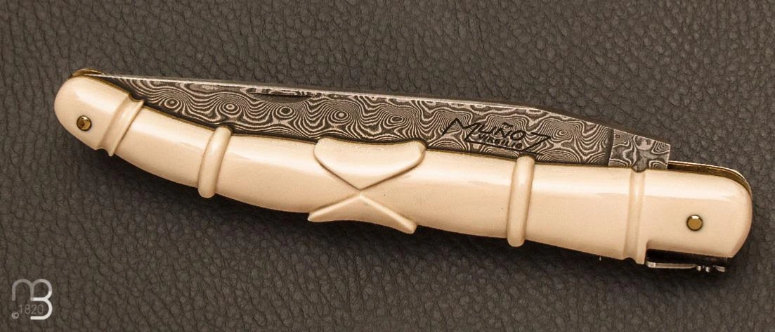 Couteau De Collection Laguiole 13 Cm Aile De Pigeon Ivoire De Mammouth Et Damas Par Virgilio Munoz 6 Couteau De Collection Laguiole 13 Cm Aile De Pigeon Ivoire De Mammouth Et Damas Par Virgilio Munoz – Image 4