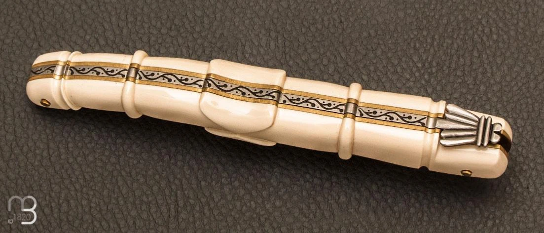 Couteau De Collection Laguiole 13 Cm Aile De Pigeon Ivoire De Mammouth Et Damas Par Virgilio Munoz 7 Couteau De Collection Laguiole 13 Cm Aile De Pigeon Ivoire De Mammouth Et Damas Par Virgilio Munoz – Image 5