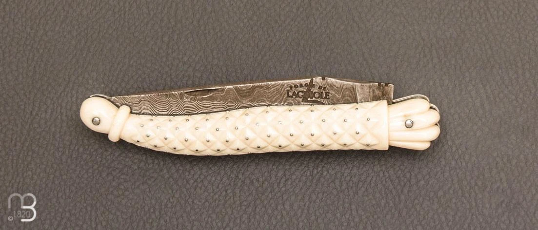 Couteau " Laguiole Ananas - Damas " De Collection Par Virgilio Munoz - Ivoire De Mammouth 7 Couteau " Laguiole Ananas - Damas " De Collection Par Virgilio Munoz - Ivoire De Mammouth – Image 5