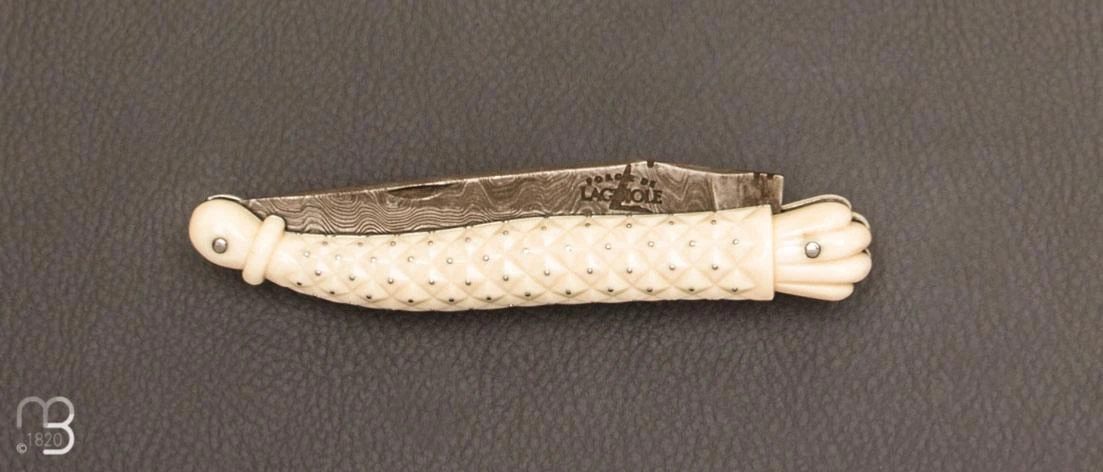 Couteau " Laguiole Ananas - Damas " De Collection Par Virgilio Munoz - Ivoire De Mammouth 9 Couteau " Laguiole Ananas - Damas " De Collection Par Virgilio Munoz - Ivoire De Mammouth – Image 7