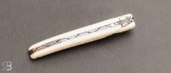 Couteau Laguiole En Aubrac Ivoire De Mammouth Blanc Slulpté, Lame Damas SGPS Suminagashi -Laguiole couteau Laguiole en Aubrac Ivoire mammouth Damas SGPS 6 zoom