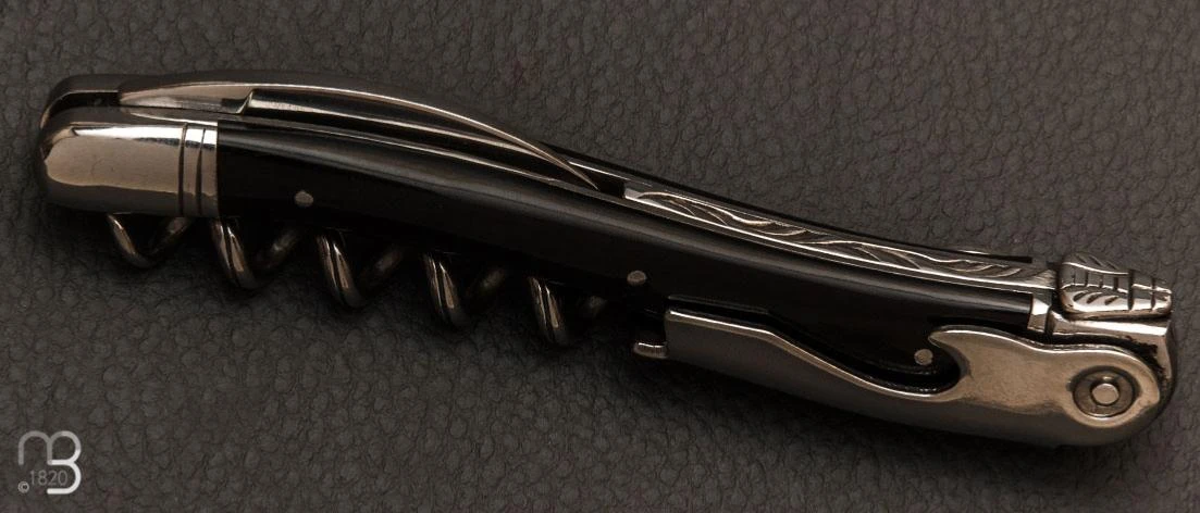 Couteau Sommelier Château Laguiole Manche En Corne Noire 4 Couteau Sommelier Château Laguiole Manche En Corne Noire – Image 2