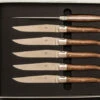 Coffret De 6 Couteaux De Table LAGUIOLE Manches Chêne Fossilisé Lame Satinée Par Forge De Laguiole -Laguiole couteaux laguiole table chene 1 zx1200