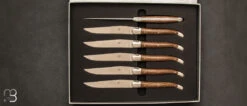 Coffret De 6 Couteaux De Table LAGUIOLE Manches Chêne Fossilisé Lame Satinée Par Forge De Laguiole